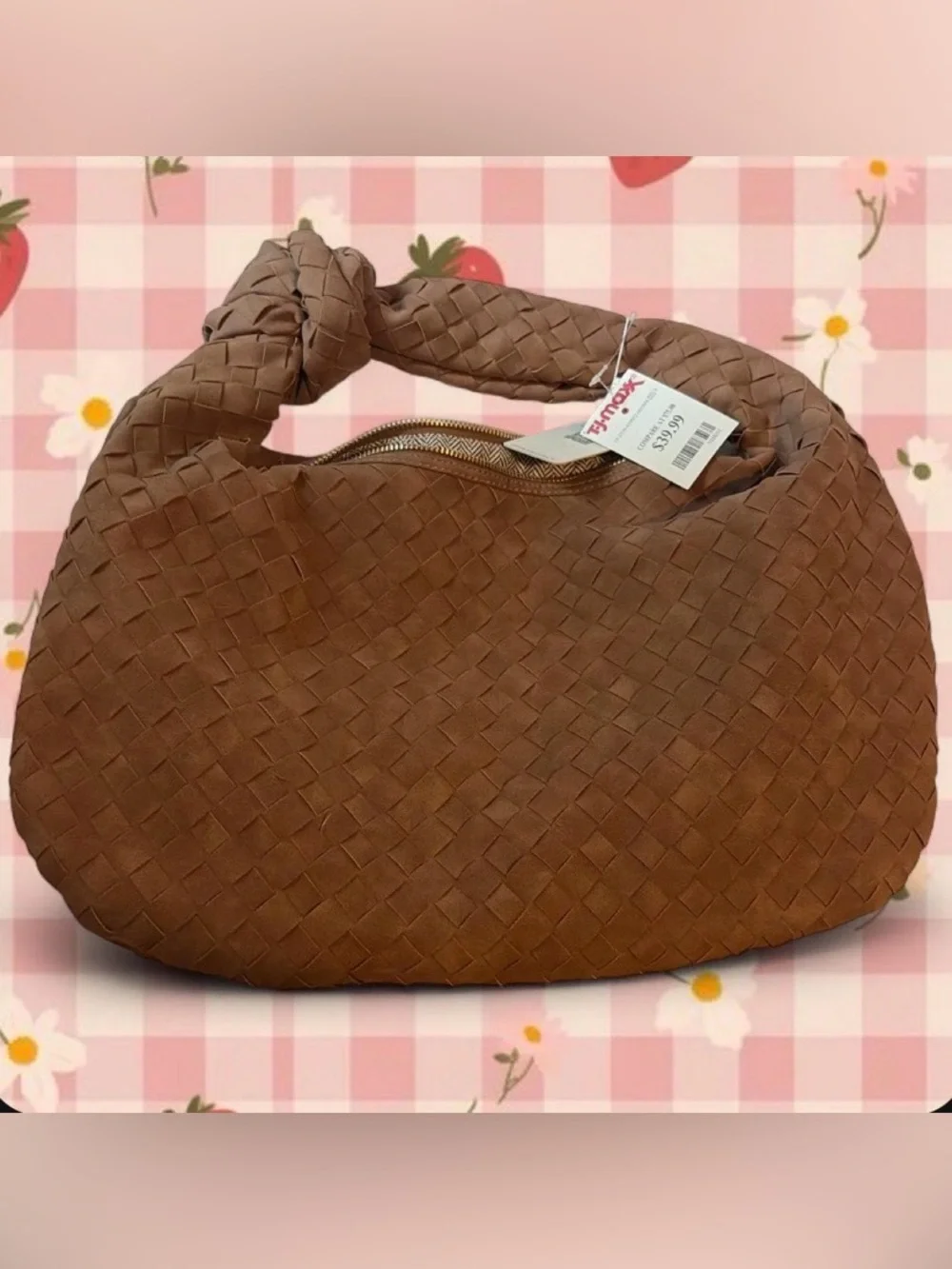 Urban Expressions Woven Knot-Handle Hobo Bag - Brown